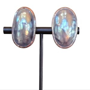 Mabe Pearls Sterling Silver Vintage Clip Earrings
